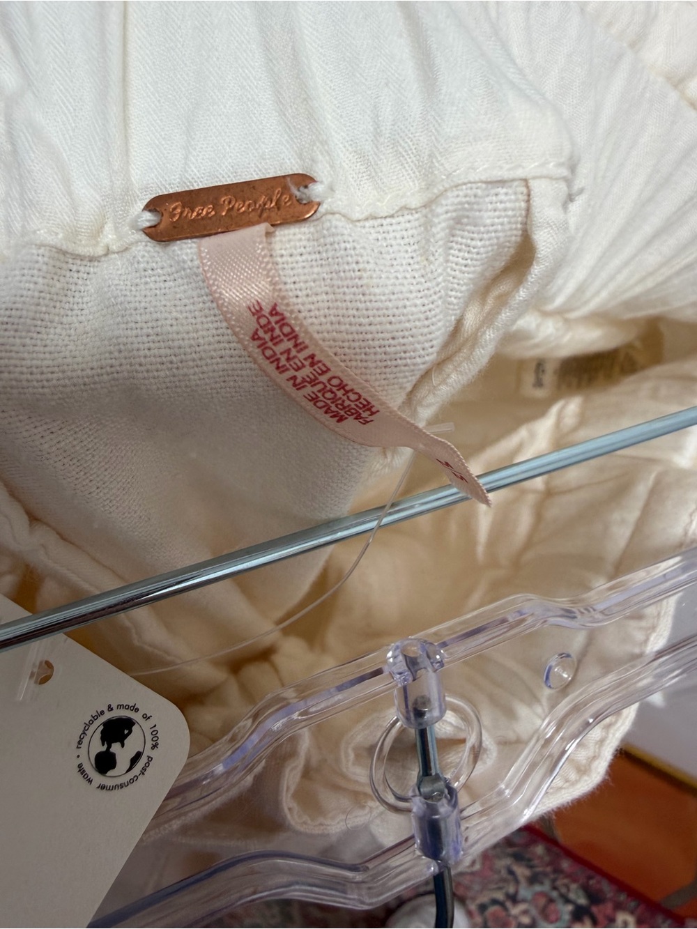 Free People Sky Rider Cream Drawstring Waist Pants M NWT - Picture 2 of 4